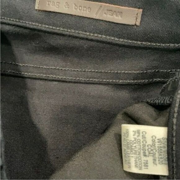 Rag & Bone Lamb Leather Coal Skinny Tuxedo Embellished Jeans Womens Size 27 - Picture 7 of 10